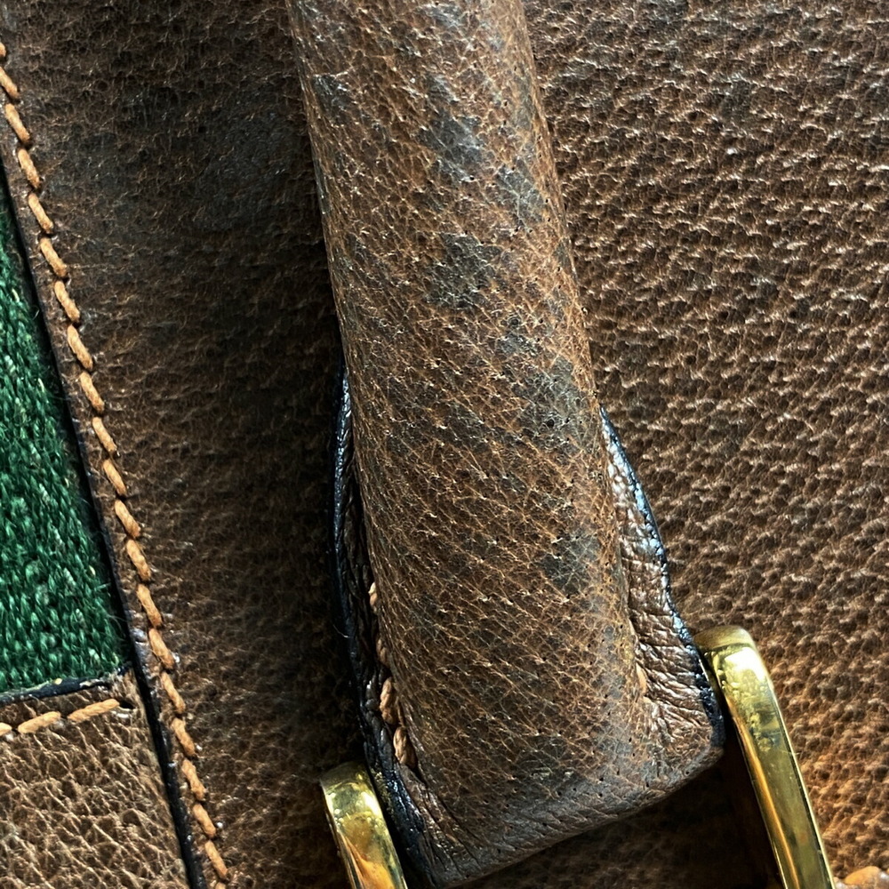 Gucci Leather Green Brown Shelly Red Web Bag Line - Picture 5 of 7